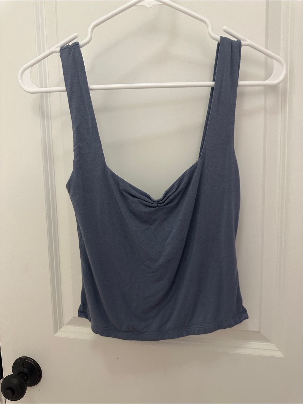 Sleeveless Draped Cowl Neck Tank Top - Blue